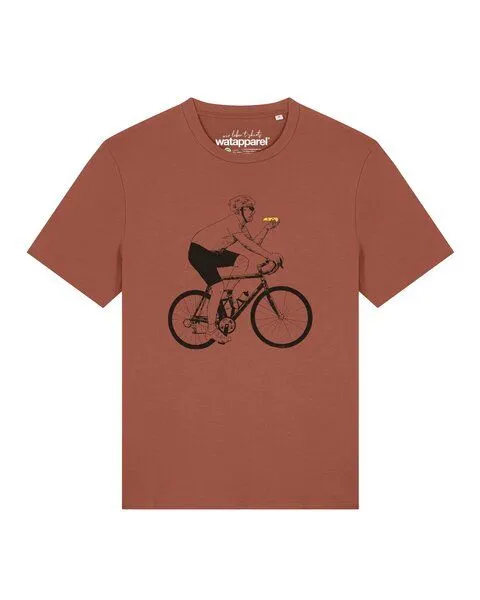 watapparel watapparel T-Shirt Unisex Fahrrad und Pizza, Heritage brown, – Produktbild 1 von 2
