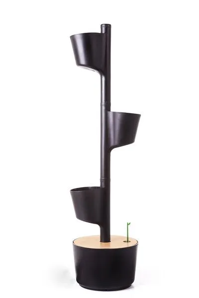CitySens CitySens Vertikaler Blumentopf mit manueller Bewässerung 3 Blumentöpfe, Schwarz, – Produktbild 3 von 4