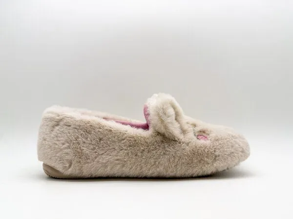 thies Veganer "thies ® Rec Rabbit Closed Slipper" aus kuscheligem recyceltem PES, Beige, – Produktbild 2 von 4