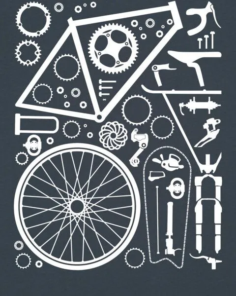 watapparel watapparel T-Shirt Unisex Fahrradteile, India ink grey, – Produktbild 3 von 4