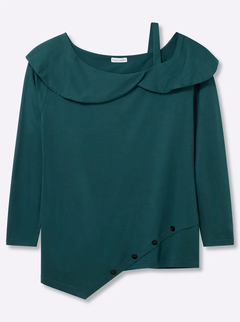 sheego by Joe Browns Langarmshirt, Petrol, – Produktbild 1 von 2