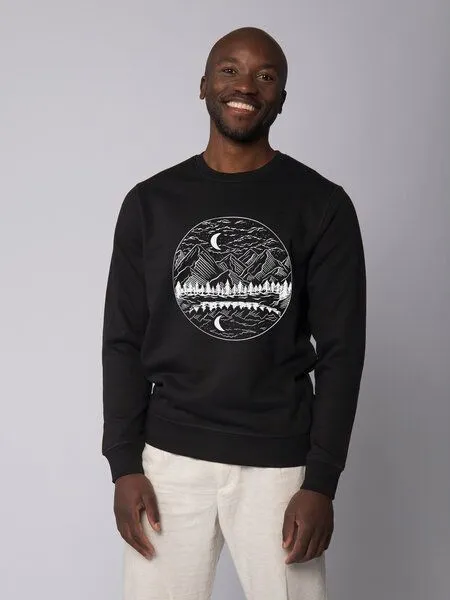 watapparel watapparel Sweatshirt Unisex Mountains by night, Black, – Produktbild 2 von 3