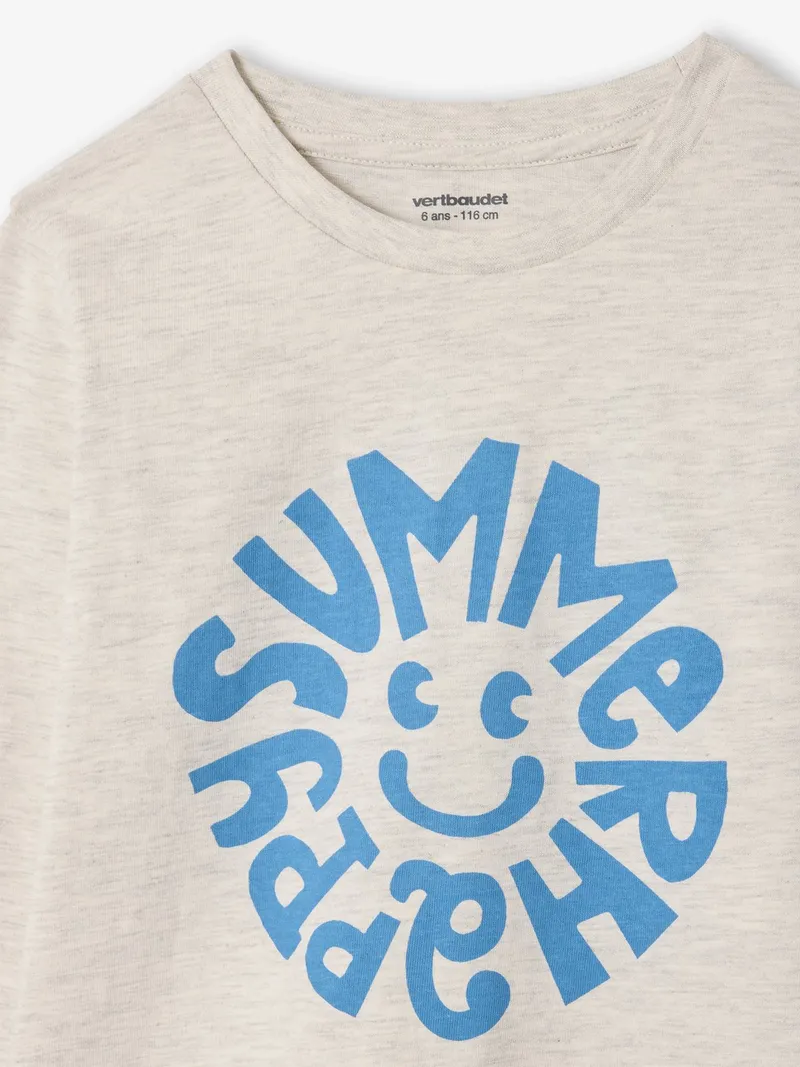 Vertbaudet Jungen Langarmshirt mit Print BASIC, Weiß meliert, – Produktbild 3 von 3