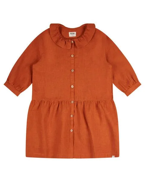 MATONA Matona Verspieltes Kleid mit Rüschenkragen für Mädchen aus Leinen / Frill Collar Dress, Squash, – Produktbild 3 von 3