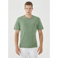 ORGANICATION ORGANICATION T-Shirt aus Bio-Baumwolle und Leinen mit Brusttasche, Fern green, – Produktbild 1 von 1