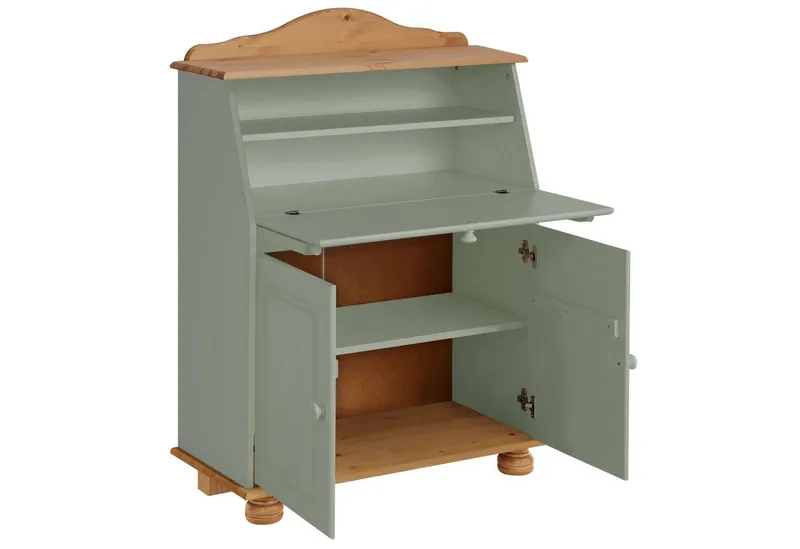 OTTO home Sekretär Mette, Schreibtisch im Landhausstil, aus Massivholz, Breite 82 cm, Grün, – Produktbild 4 von 5