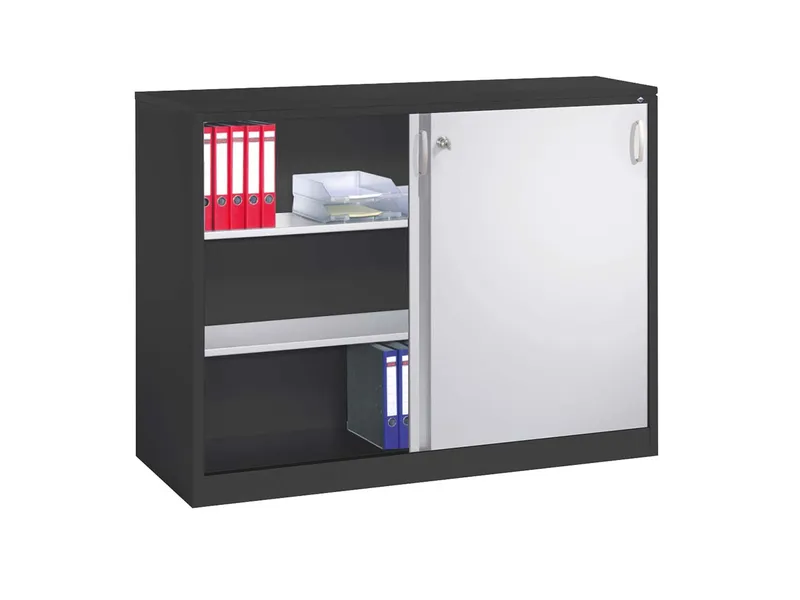 C+P C+P Schiebetürenschrank aus Stahl 160 cm breit anthrazit/alusilber T 50 H 120 – Produktbild 1 von 1