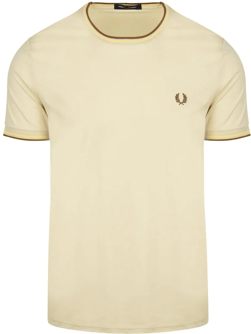 Fred Perry Fred Perry M1588 Twin Tipped T-Shirt Beige - Größe S, Beige, – Produktbild 2 von 5