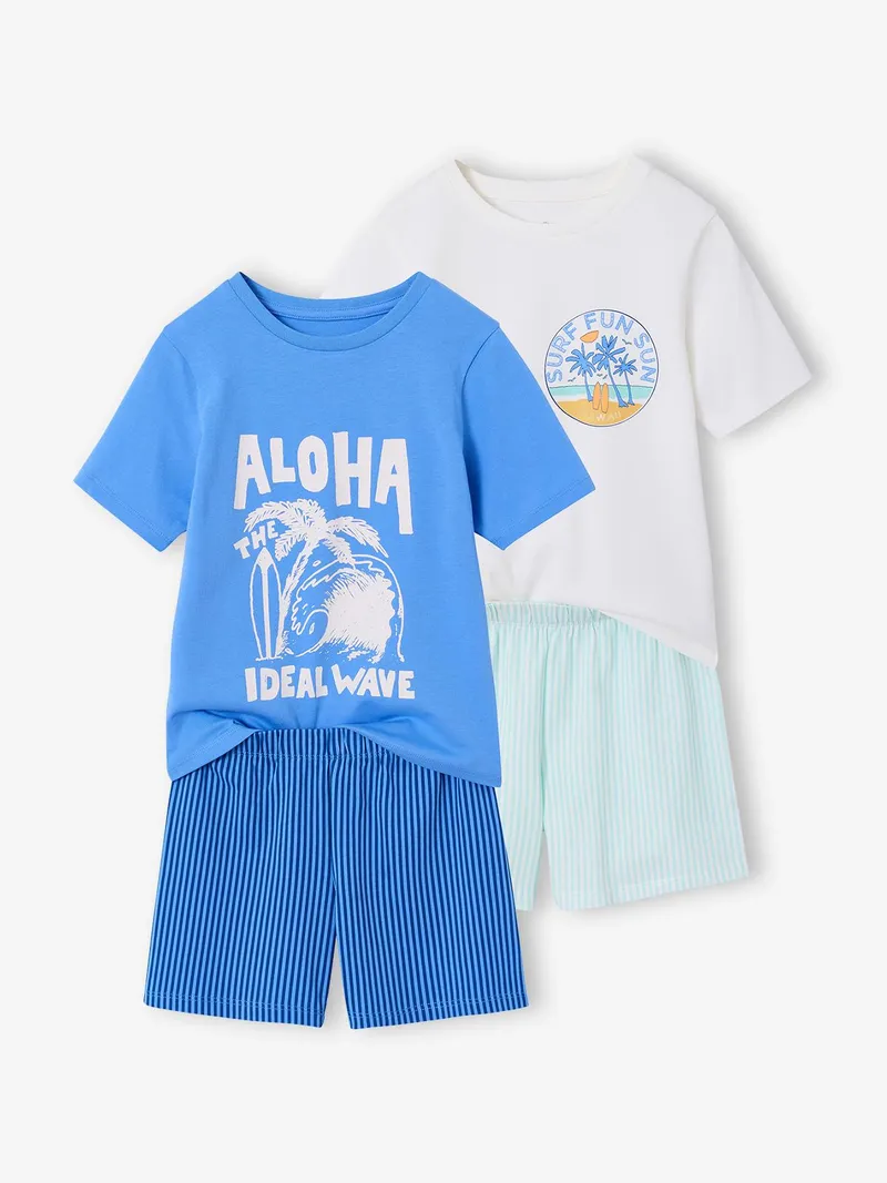 Vertbaudet 2er-Pack kurze Schlafanzüge ALOHA Kinder, Blau, – Produktbild 1 von 4