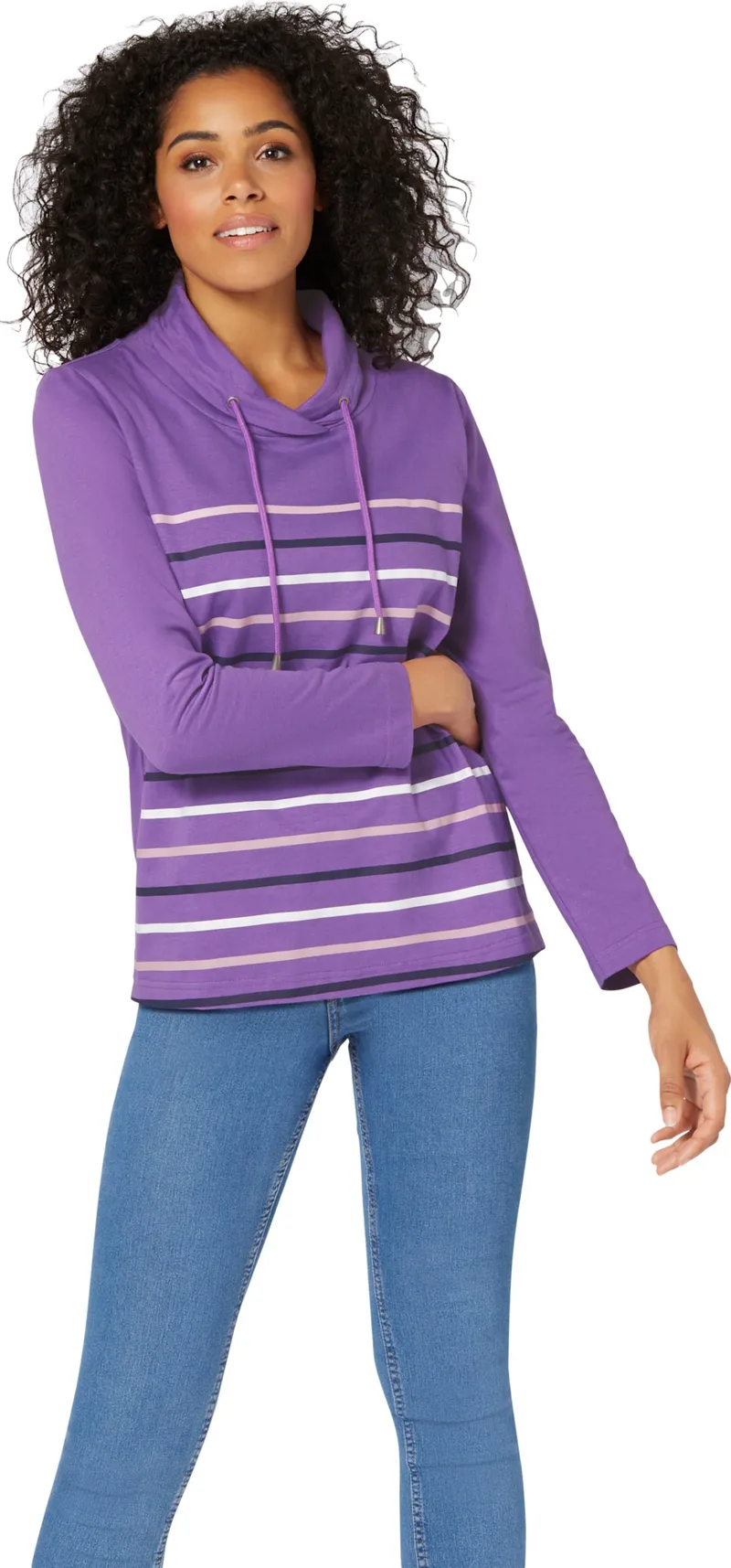 Witt Stehkragenshirt lila-geringelt, Lila-geringelt, – Produktbild 2 von 2