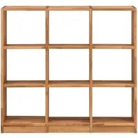 Regal "Grid" 3 x 3 Fächer, B 136 x H 125 x T 34 cm, Wildeiche geölt – Produktbild 1 von 1