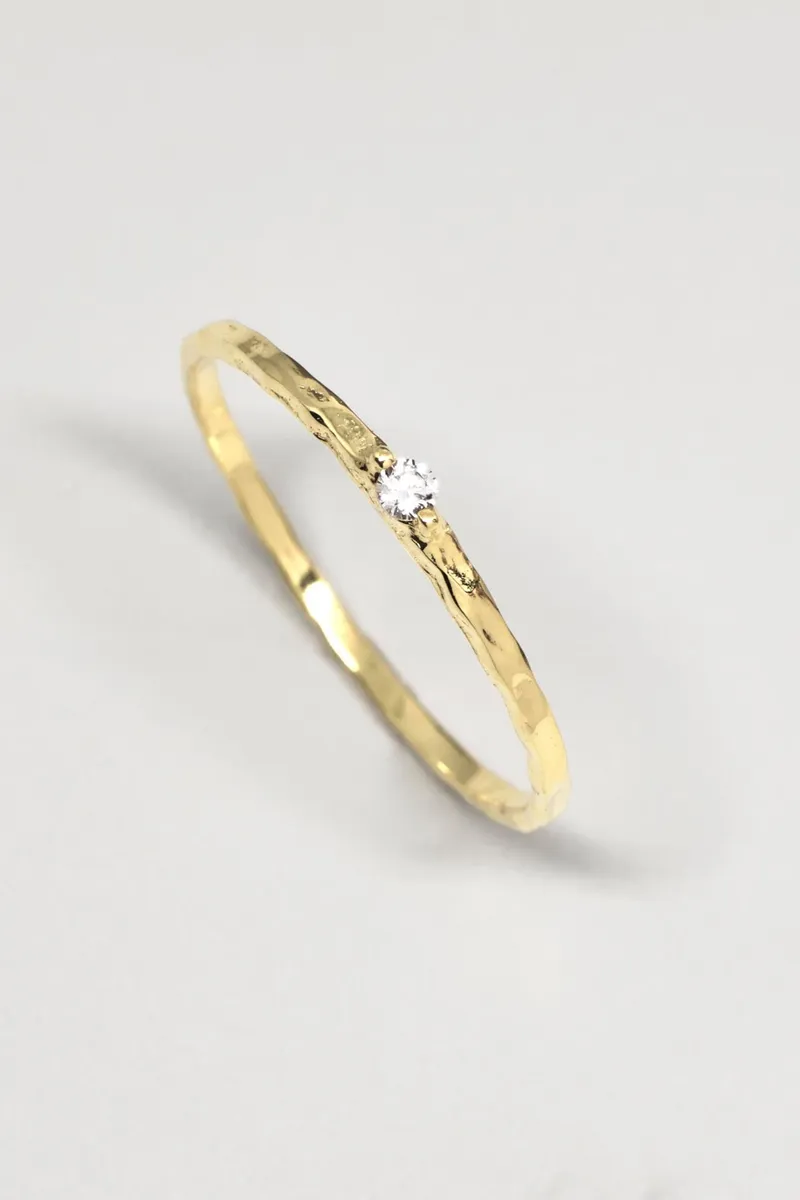 fejn fejn Damen vegan Ring Hammered Sparkle Gold, Gold, – Produktbild 2 von 2