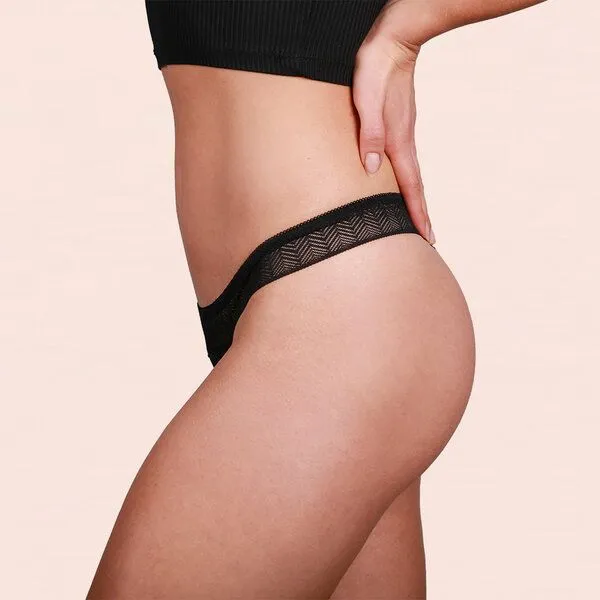 Taynie Leichte Periodenunterwäsche - Biozidfrei - 60°C - Taynie String, Schwarz, – Produktbild 4 von 4