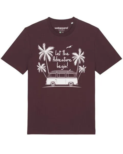 watapparel watapparel T-Shirt Unisex Let the adventure begin, Red brown, – Produktbild 1 von 4