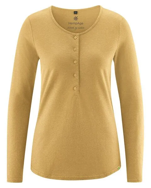 HempAge HempAge Damen Longsleeve Hanf/Bio-Baumwolle, Dijon (gelb), – Produktbild 3 von 4