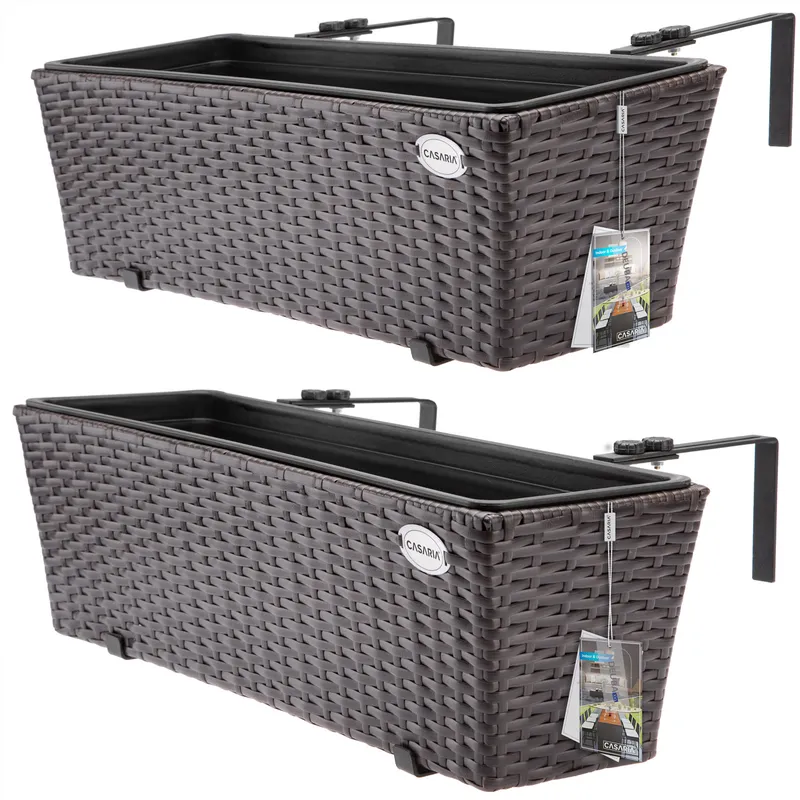 Casaria® Polyrattan Blumenkasten 2er-Set Braun, Braun, – Produktbild 2 von 2