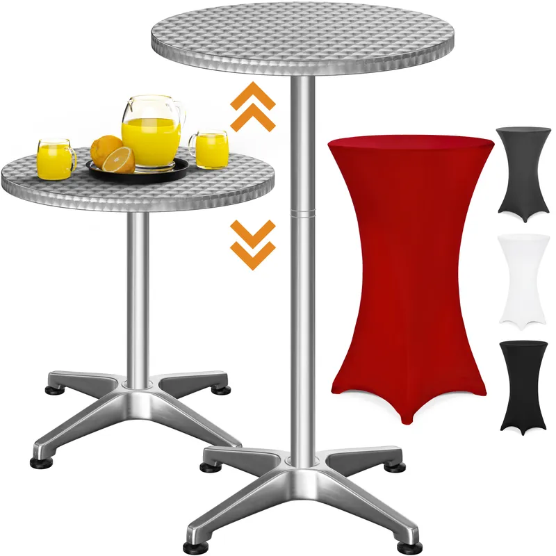 Casaria® Stehtisch Silber 115x60cm + Stehtischhusse Rot Ø60cm – Produktbild 1 von 2