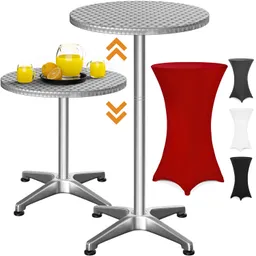 Casaria® Stehtisch Silber 115x60cm + Stehtischhusse Rot Ø60cm – Produktbild 1 von 1