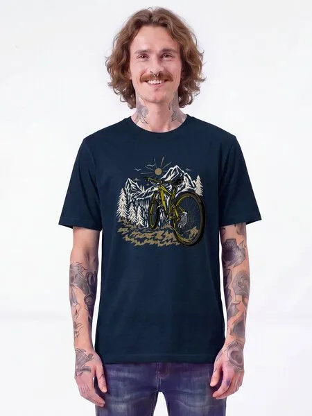 watapparel watapparel T-Shirt Unisex Mountainbike und Berge, French navy, – Produktbild 2 von 2