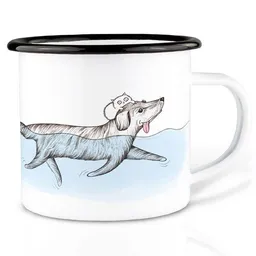 LIGARTI Emailletasse »Der Rettungsschwimmer« von LIGARTI | 300 oder 500 ml | handveredelt in Deutschland | Cup, Kaffeetasse, Emaillebecher, Camping Becher – Produktbild 1 von 1