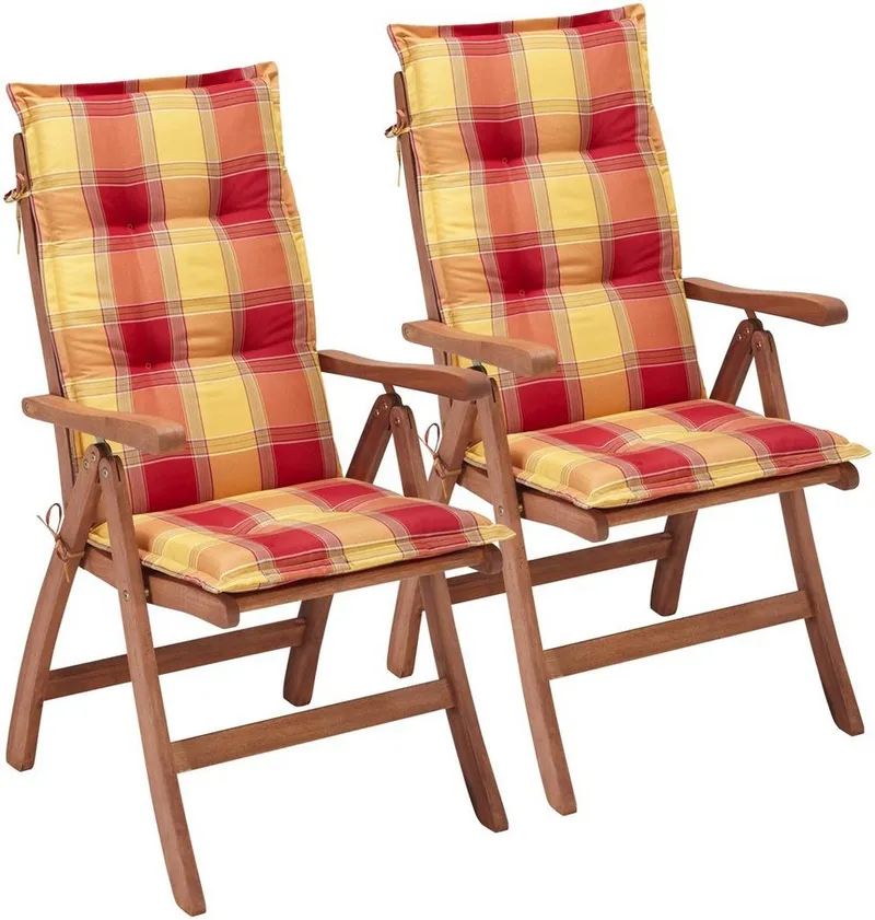 Merxx Merxx Gartenstuhl Maracaibo (Set, 2 St), 2er Set, Eukalyptus, verstellbar, braun, inkl. Auflage, Braun, – Produktbild 2 von 5