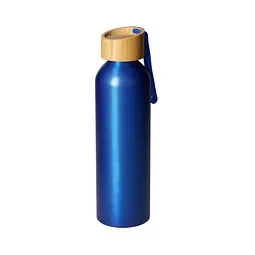 elasto elasto Aluminiumflasche Bamboo 0,6 l, Weiß / blau, – Produktbild 1 von 1
