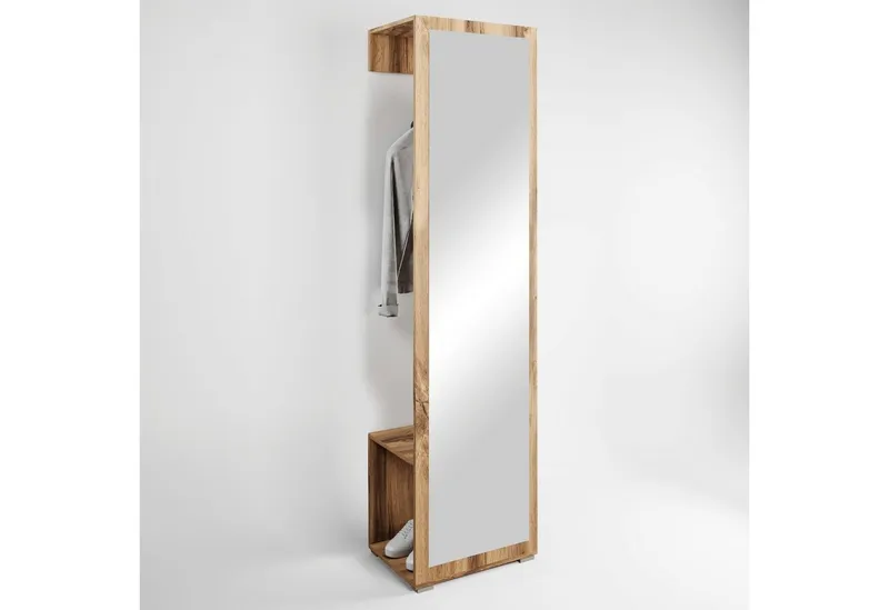 OTTO home Garderobenschrank Paris moderne Garderobenschrank 190cm, mit Kleiderstange und Frontspiegel, Braun, – Produktbild 6 von 7
