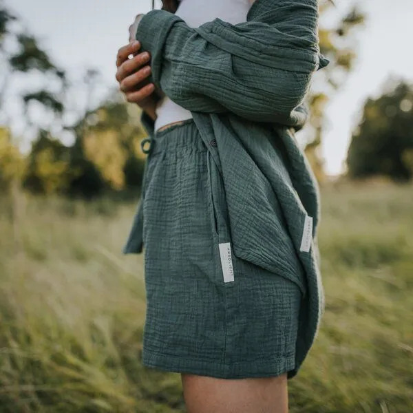 NORDLICHT NORDLICHT Musselin Shorts aus 100% Bio-Baumwolle LEJA, Grün, – Produktbild 1 von 4