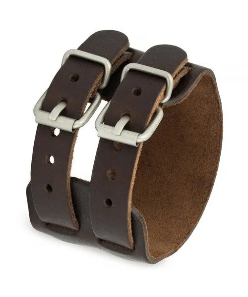 Simaru Simaru Breites Schnallenarmband Leder, Braun, – Produktbild 1 von 4