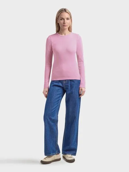 KnowledgeCotton Apparel KnowledgeCotton Apparel Langarmshirt - Rib Scoop neck long sleeved - aus Bio-Baumwolle, Rosa (orchid-haze), – Produktbild 3 von 4