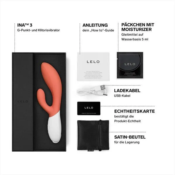 LELO G-Punkt- und Klitorisvibrator (Rabbit-Vibrator) - LELO INA 3, Korallrot, – Produktbild 3 von 4