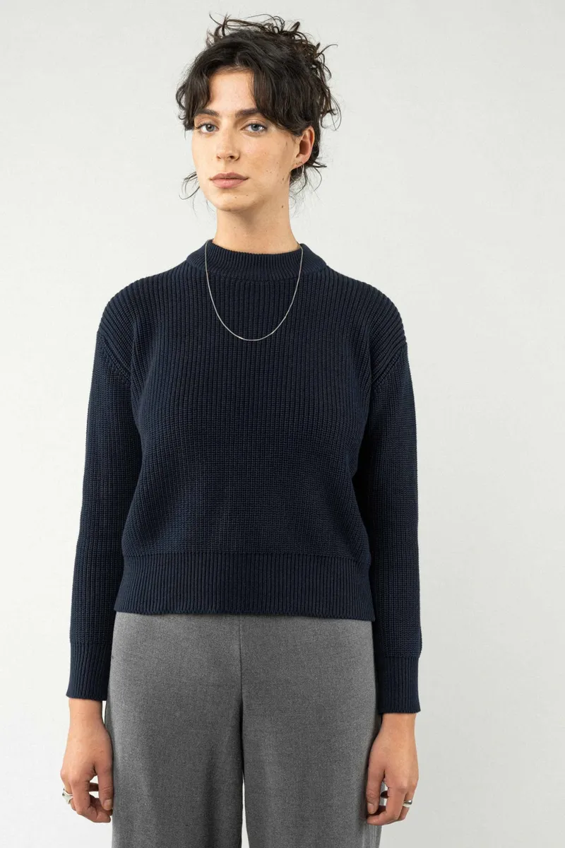 MELA MELA Damen vegan Rippenstrickpullover Manika Navy, Extra dunkelblau, – Produktbild 2 von 2
