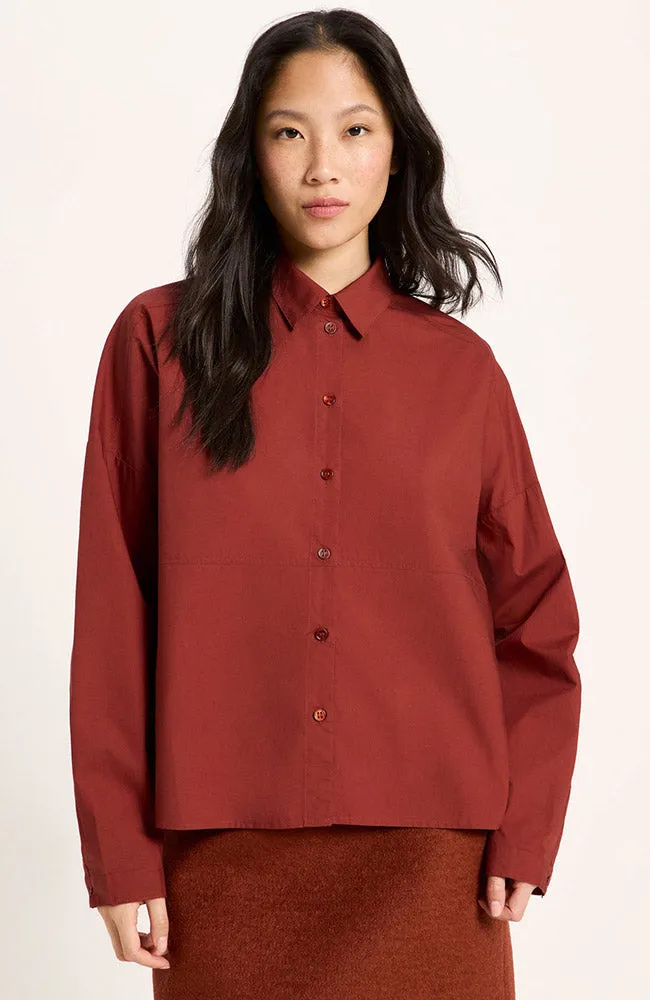 LANIUS Lanius Damen vegan Bluse In Mahagoni-Rot, Dunkelrot, – Produktbild 1 von 2