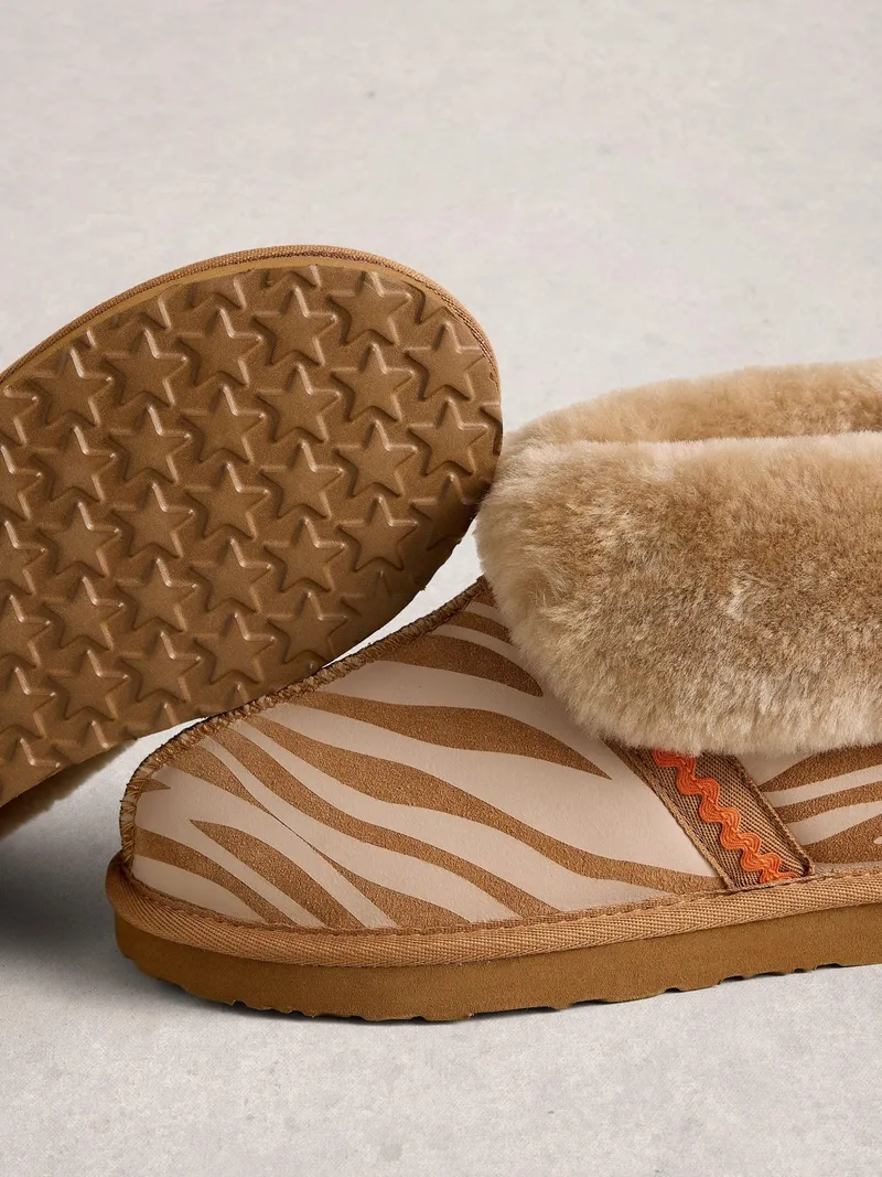 White Stuff Wildlederhausschuhe mit Schafsfellfutter - S, Tan print, – Produktbild 3 von 4