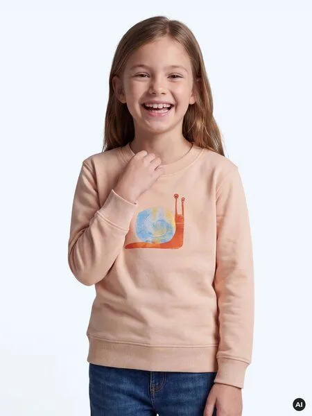 MelaDi Meladi Kinder Sweater aus Biobaumwolle - Schnecke auf Creme Latte, Natural white, – Produktbild 5 von 6