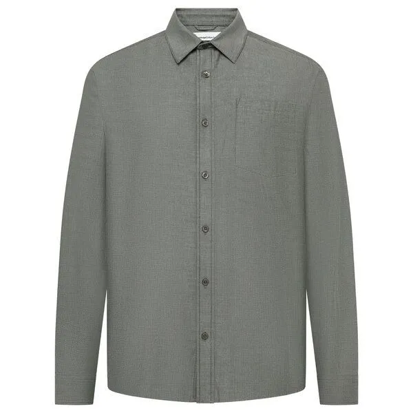 KnowledgeCotton Apparel KnowledgeCotton Apparel Langarmhemd Dune Regular Herringbone, Forrest night, – Produktbild 1 von 4
