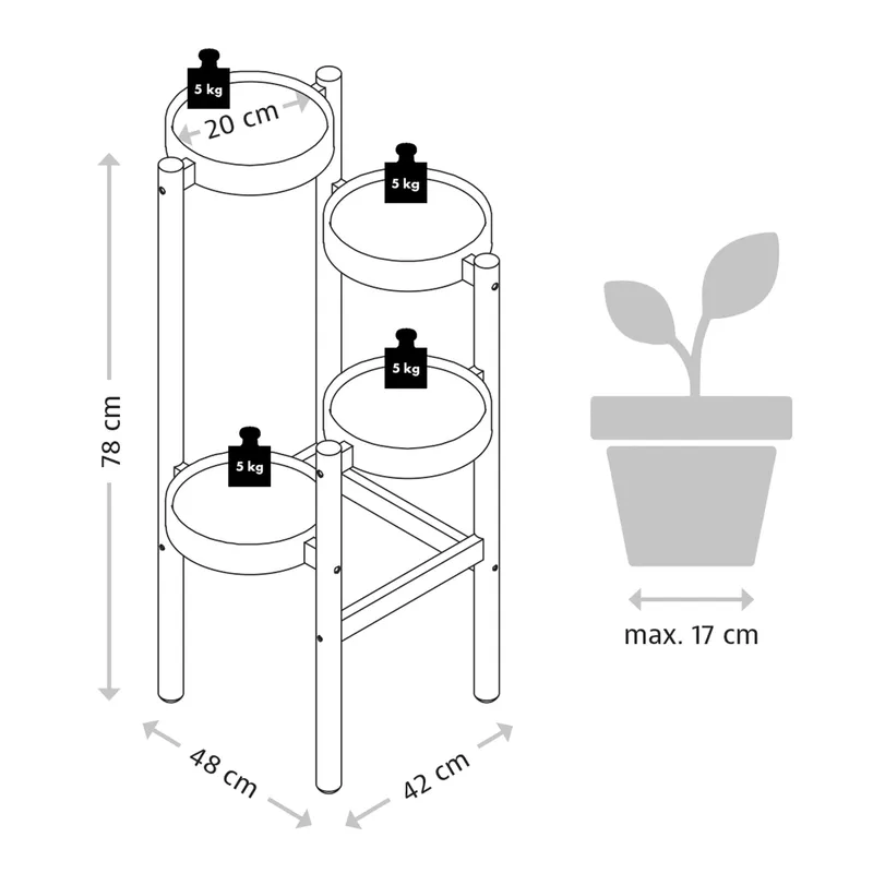 Kesper Blumenständer, Weiss | braun, – Produktbild 3 von 4