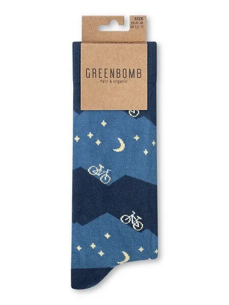 GreenBomb GREENBOMB Bike Night Socks - Lässige Socken aus Bio-Baumwoll Mix / hochwertiger Print / Fair & Vegan, Weiß (mix), – Produktbild 1 von 2