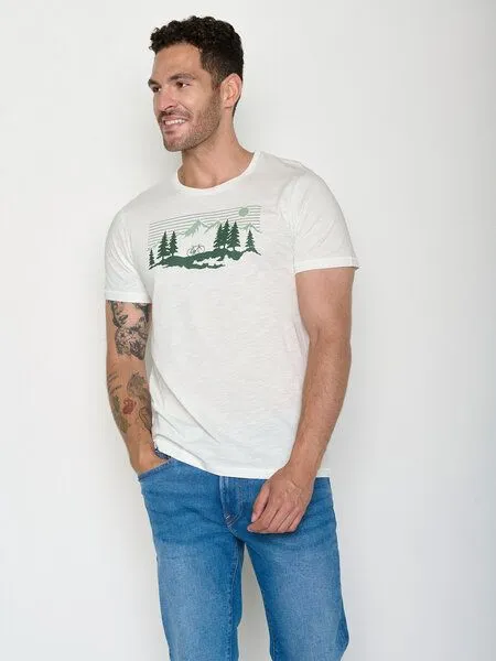 GreenBomb GreenBomb Bike Mountain Pines Spice - T-Shirt aus Bio-Baumwolle / GOTS / Fair & Vegan, Weiß (mondstein), – Produktbild 2 von 5