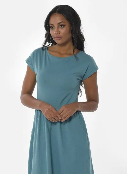 ORGANICATION ORGANICATION Slub-Jersey-Kleid aus Bio-Baumwolle, Grün (petrol green), – Produktbild 4 von 4