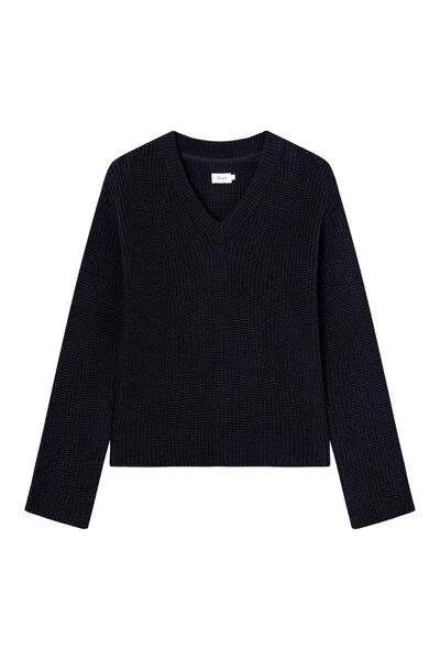 Givn Berlin Givn Berlin Damen Strickpullover mit V-Ausschnitt aus Bio-Baumwolle - ELSA, Dark blue, – Produktbild 1 von 1