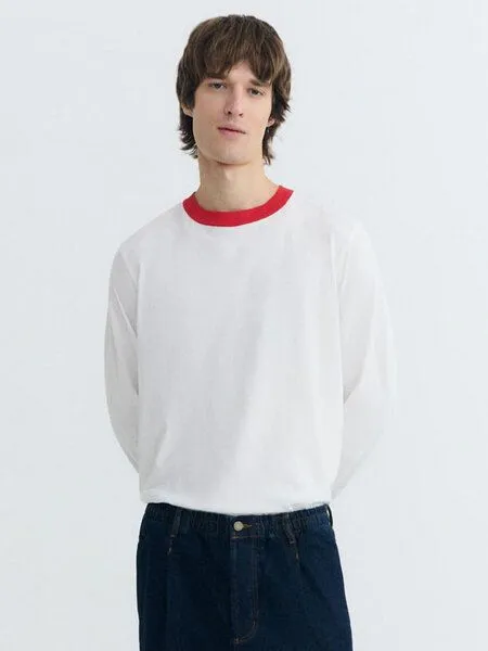 thinking mu thinking mu Herren Longsleeve - Emilio R Tee - Bio-Baumwolle, Puños red (rot), – Produktbild 1 von 3