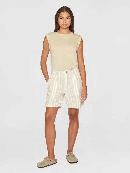 KnowledgeCotton Apparel KnowledgeCotton Apparel Posey Woven Shorts - beige stripe, Natural, – Produktbild 3 von 4