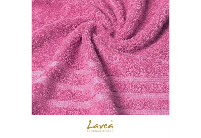 Lavea Waschhandschuh Bali Waschlappen 16x22 cm, Waschhandschuhe, kleine Handtücher, Weiches Bio-Baumwollfrottee (Set, 6-St), Gesichtshandtücher, GOTS-zertifiziert, extra saugstark mit 500g/m², Rosa, – Produktbild 4 von 4