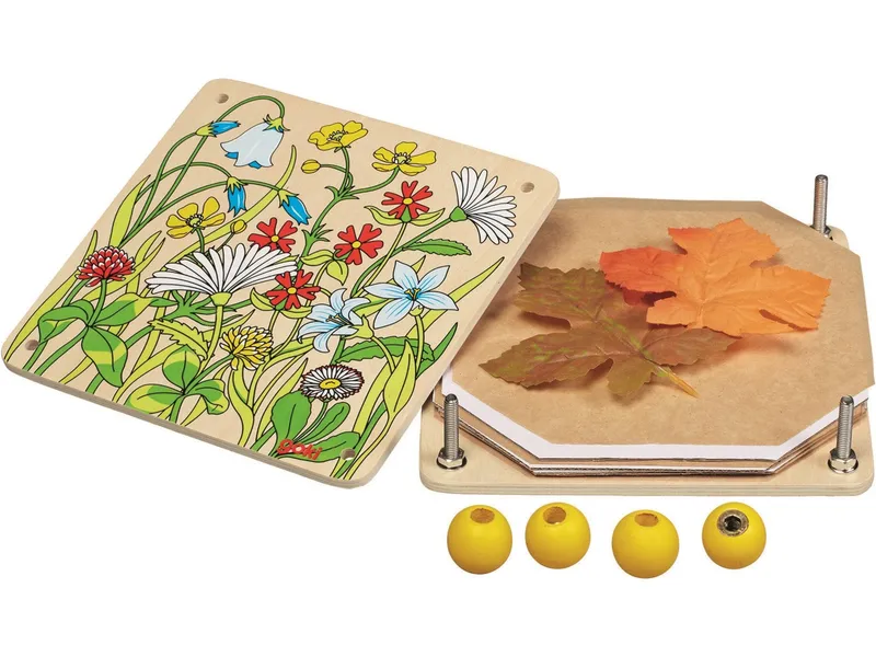 Goki Goki Blumenpresse aus Holz "Frühlingswiese" 17,5 x 17,5 x 4,5 cm, Mehrfarbig, – Produktbild 1 von 1