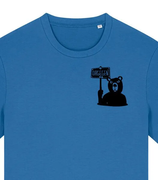 päfjes päfjes Der Bär ist DAGEGEN! Du auch? - Fair Wear Männer Unisex Bio T-Shirt Siebdruck, Mindful blue (blau), – Produktbild 2 von 4