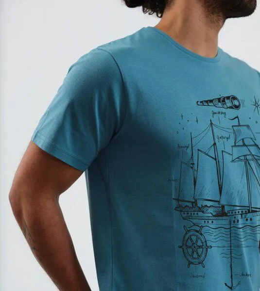 Gary Mash GARY MASH T-Shirt Sailor aus Biobaumwolle, Türkisblau (blau), – Produktbild 3 von 4