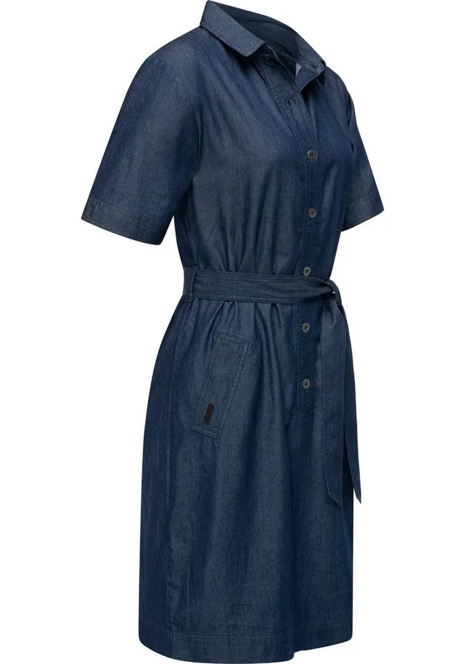 ragwear ragwear Jeanskleid Rozyna Denim Midikleid in Denim-Optik mit Haifisch-Kragen, Blau, – Produktbild 2 von 2