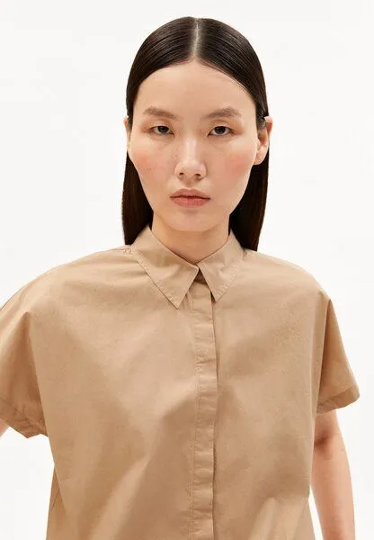 ARMEDANGELS ARMEDANGELS LARISAANA Damen Bluse aus 100% Bio-Baumwolle, True camel, – Produktbild 3 von 4