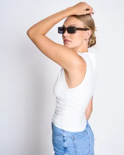 JAN N JUNE JAN 'N JUNE Damen vegan Ruffle Top Rafo Weiß – Produktbild 1 von 1